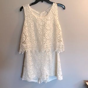 Cream Lace Romper